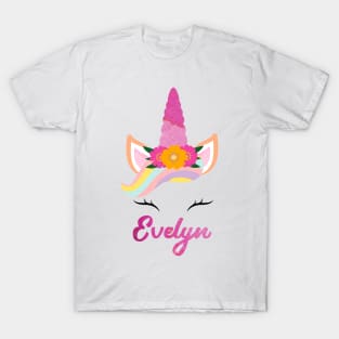 Name evelyn unicorn lover T-Shirt